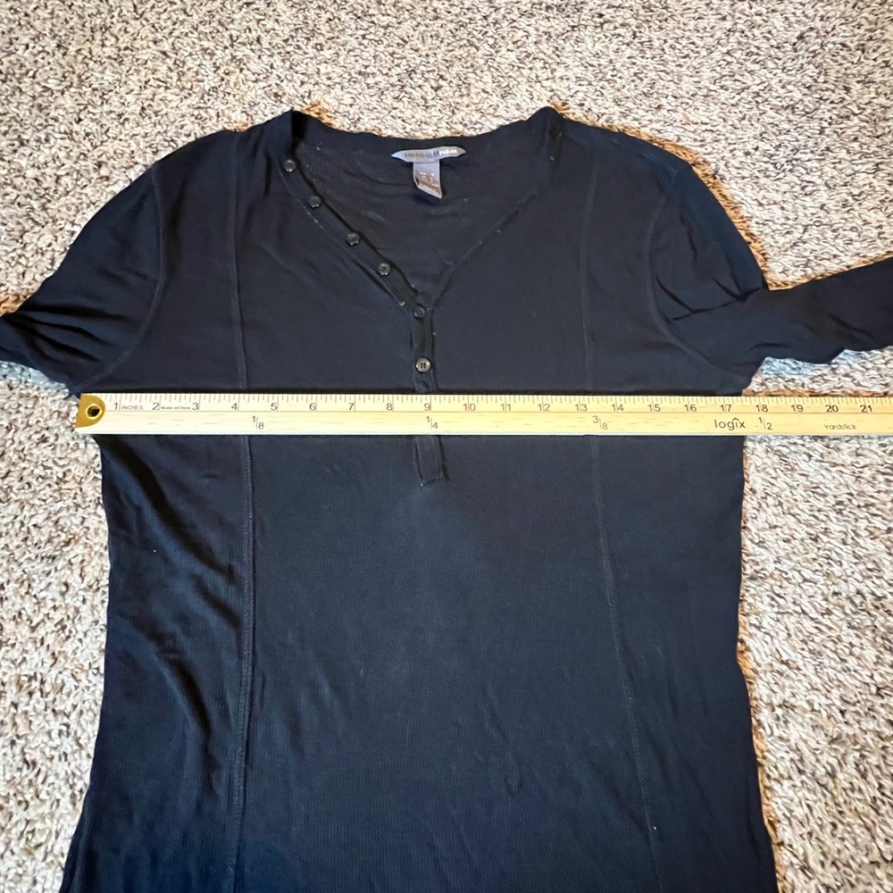 HM Black Ribbed Henley Long Sleeve Top Tencel Lyocell Blend Small - Picture 4 of 6